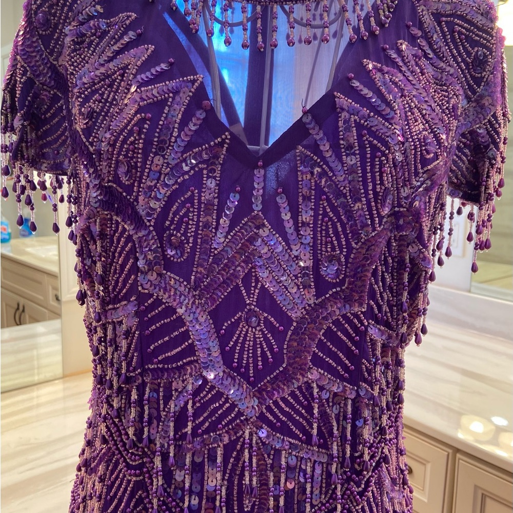 Laurence Kazar Purple Sequin Dress